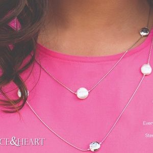 Grace & Heart Sterling Silver/Pearl Necklace New